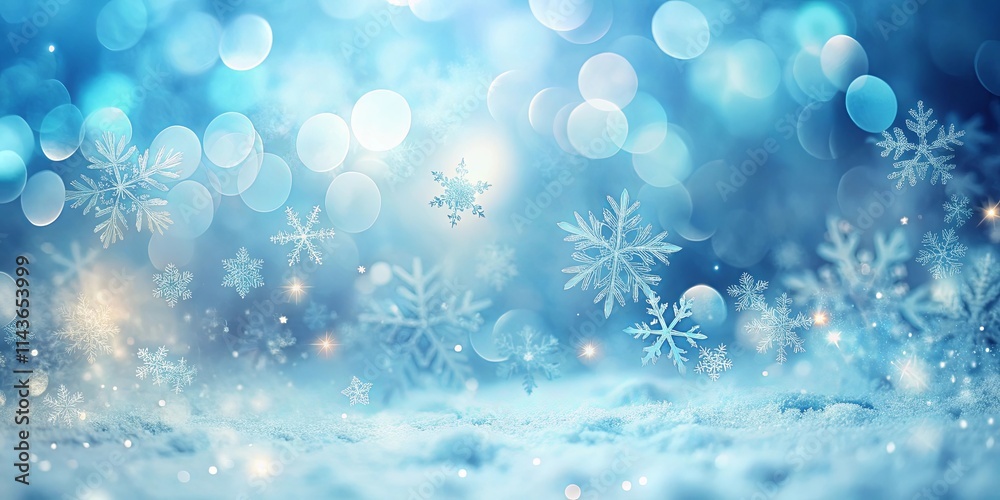 Winter Wonderland A Serene Scene of Falling Snowflakes and Sparkling Lights on a Snowy Surface Winter Wonderland A Serene Scene of Falling Snowflakes and Sparkling Lights on a Snowy Surface