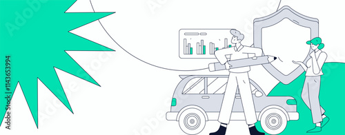 Buy insurance for car flat character vector concept operation illustration
