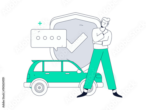 Buy insurance for car flat character vector concept operation illustration
