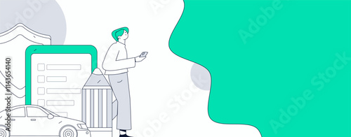 Buy insurance for car flat character vector concept operation illustration
