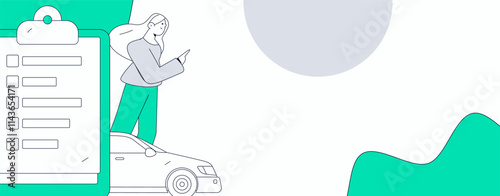 Buy insurance for car flat character vector concept operation illustration
