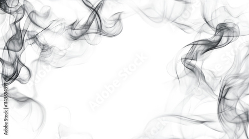 Black smoke frame with a wispy border effect, isolated on transparent