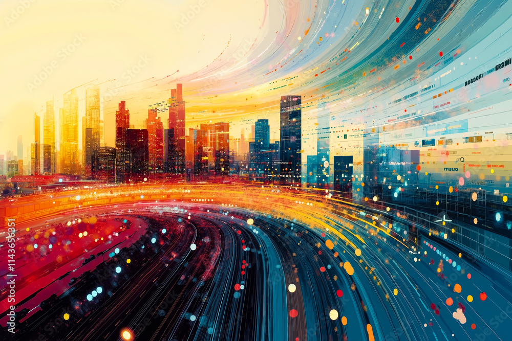 Obraz premium A cityscape with a lot of lights on it