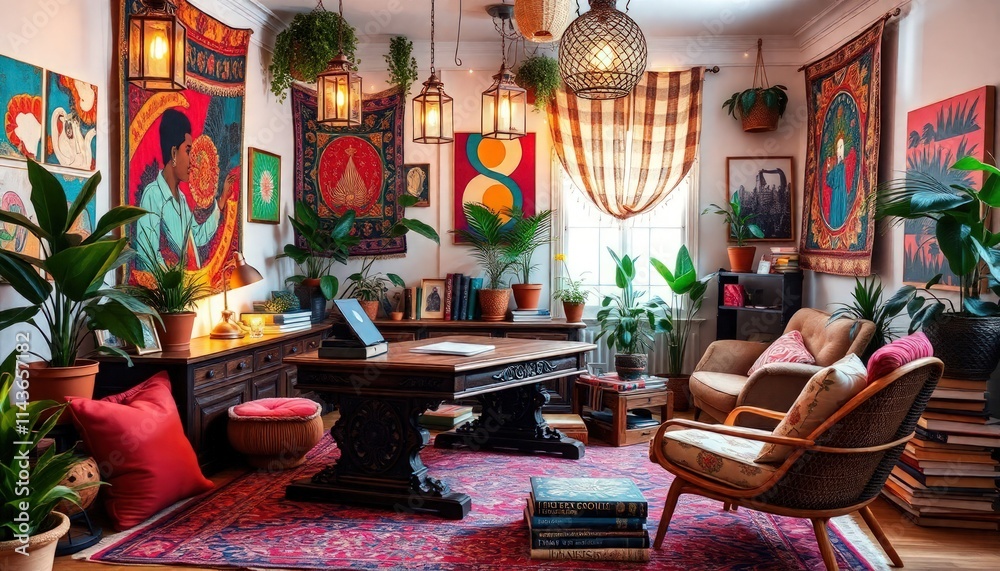 Bohemian Style - Office Interior Design with Bohemian Concept - Hotel Office Interior - Apartment Office Concept - Interior Design Bohemian Style - Office Interior Design with Bohemian Concept - Hotel Office Interior - Apartment Office Concept - Interior Design