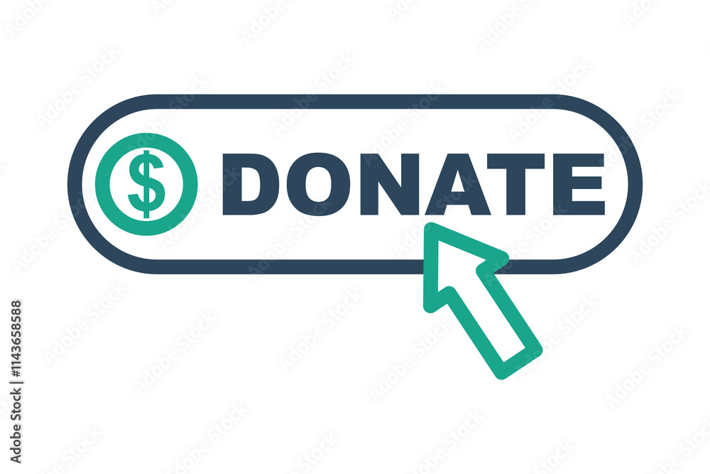 Donate button icon. line icon style. icon related to charity. donation elements vector illustration Donate button icon. line icon style. icon related to charity. donation elements vector illustration