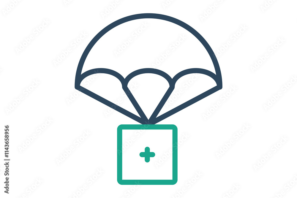 Airdrop icon. line icon style. health airdrop. icon related to charity. donation elements vector illustration Airdrop icon. line icon style. health airdrop. icon related to charity. donation elements vector illustration