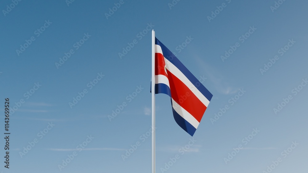 Costa Rica flag on blue sky 3d illustration image Costa Rica flag on blue sky 3d illustration image