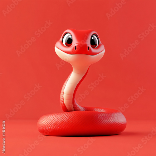 Red festive 3d snake illustration background