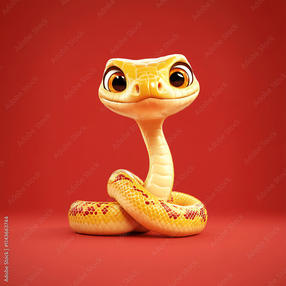 Fototapeta premium Red festive 3d snake illustration background