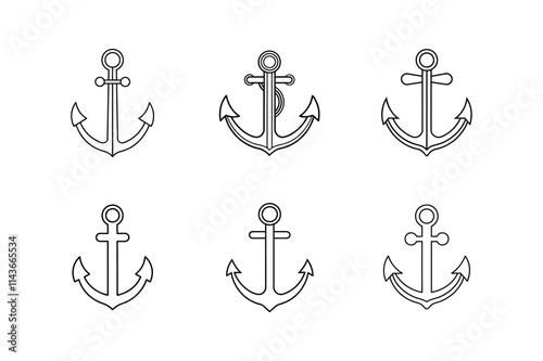 anchor icon line art vector illustration