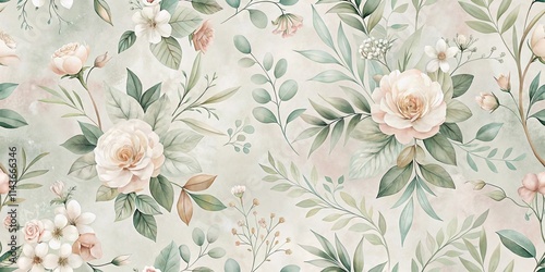 Elegant Pastel Floral Seamless Pattern Design for Textile or Wallpaper
