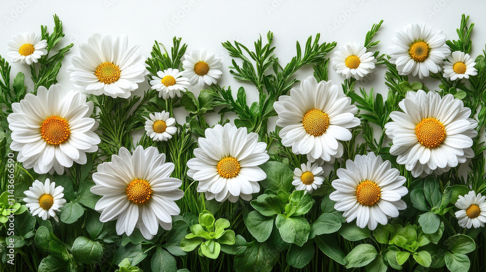 Obraz premium Daisy Harmony – Fresh Flowers in Green Grass Arrangement