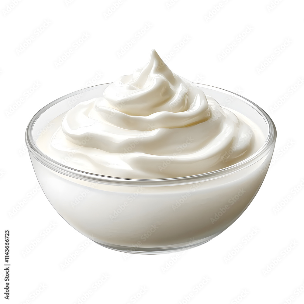 bowl of fresh greek yogurt or sour cream on isolate transparency background, PNG bowl of fresh greek yogurt or sour cream on isolate transparency background, PNG