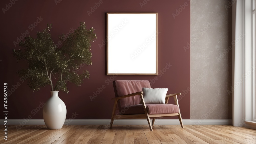 Modern Living Room Interior Design With Chair and Plant Modern Living Room Interior Design With Chair and Plant