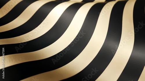 Wallpaper Mural Elegant black and gold striped fabric rippling in soft folds, highlighting texture and color variations Torontodigital.ca