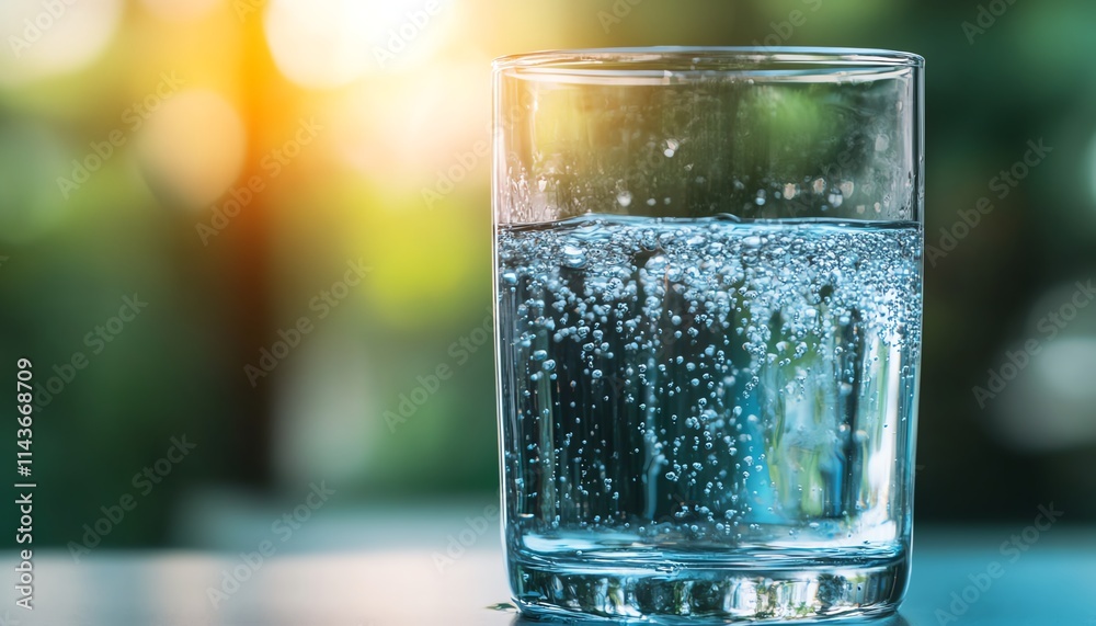Water purification concept showcasing clean and clear water in a glass Water purification concept showcasing clean and clear water in a glass