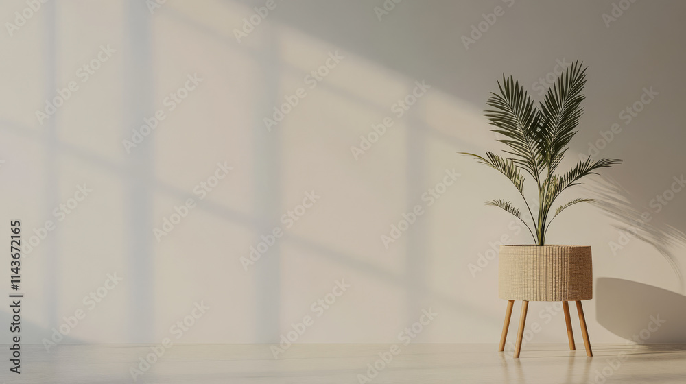 Modern indoor plant in a minimalistic room with natural light during the day