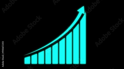 Abstract business graph icon animation background. Business Financial Growing Business Income And Earnings.