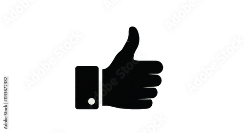 Thumb up icon, Silhouette isolated background, Thumbs Up icon on white round vector button