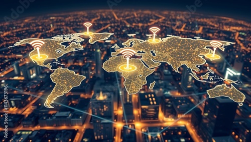 Global Wireless Network Connectivity Illuminates World Map