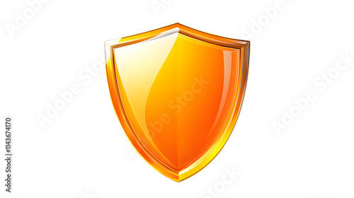 Orange defense shield with a strong and protective design, vector illustration