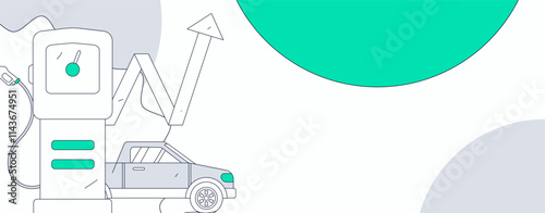 Vector Internet operation hand-drawn illustration of people getting discounts for refueling their cars
