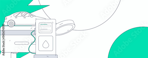 Vector Internet operation hand-drawn illustration of people getting discounts for refueling their cars
