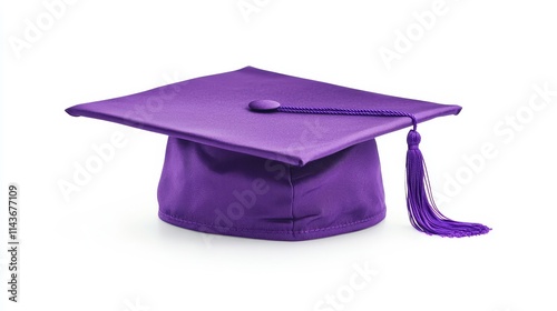 purple graduation hat on white background. graduation hat