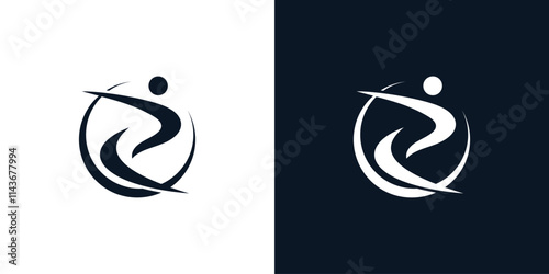abstract letter R people logo design, business card vector template