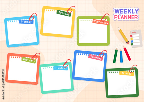 weekly schedule for students, illustration design.