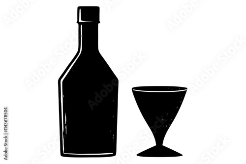 Wine bottle icon vector illustration.