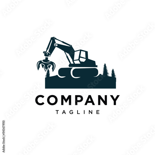 Grapple Excavator Logo Icon vector