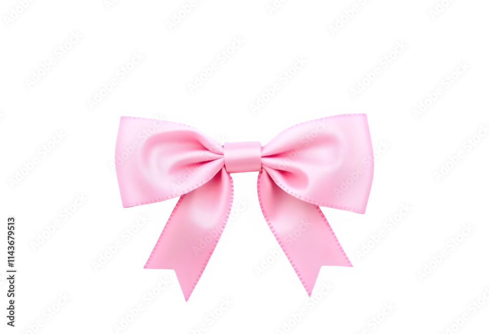 Pink Ribbon Bow with Perfectly Symmetrical Loops on Transparent Background Pink Ribbon Bow with Perfectly Symmetrical Loops on Transparent Background