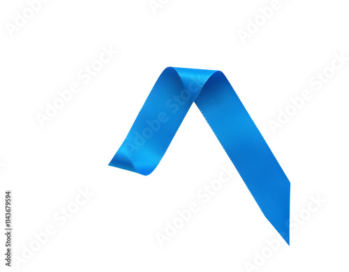 Free Download Single Blue Ribbon Folded into Sharp Geometric Angles on Transparent Background - GFXLoad