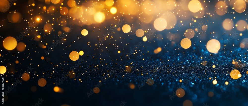 shiney gold sparkles confetti on dark blue background shiney gold sparkles confetti on dark blue background