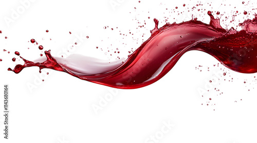 Red wine splash with elegant curves, isolated on transparent