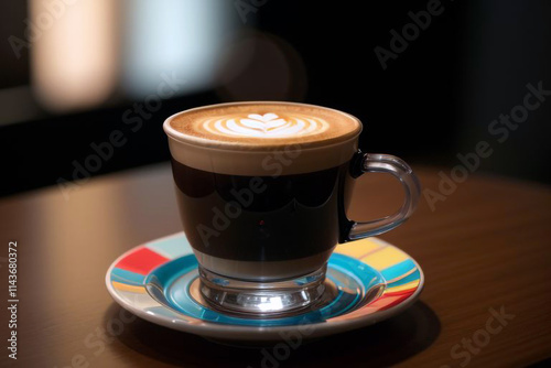 Various cups of coffee and cappuccino on a table with foam, milk, and cream in a cozy morning setting photo