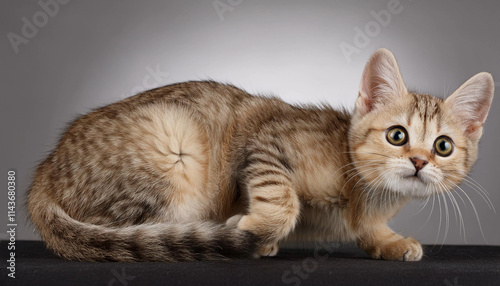 Close up Cute tabby cat on white background