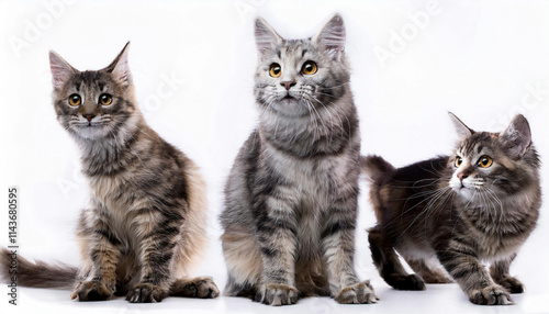 Close up Cute tabby cat on white background