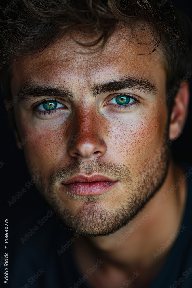 Fototapeta premium A close up of a man with blue eyes and a beard