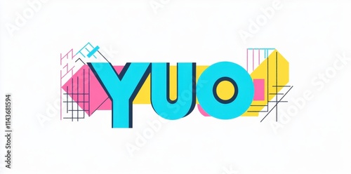 A colorful graphic design featuring the word 