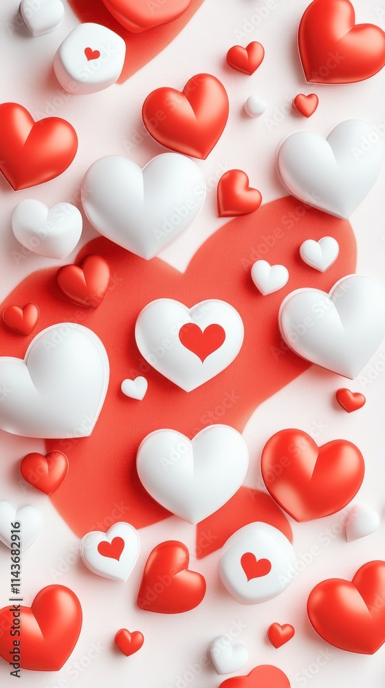 Floating Hearts: Valentine's Day 3D Render Floating Hearts: Valentine's Day 3D Render
