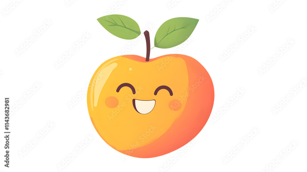 Smiling peach fruit with a cheerful expression, vector illustration Smiling peach fruit with a cheerful expression, vector illustration