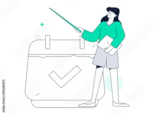 Check-in character flat vector concept operation hand-drawn illustration
