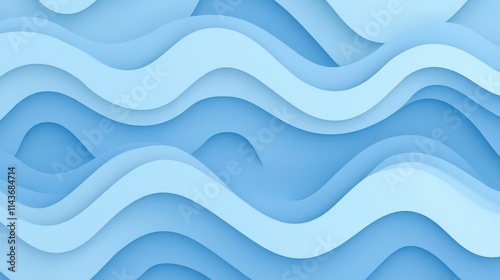 Abstract Blue Wave Papercut Background Design