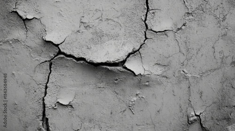 Obraz premium Cracked Concrete Wall Texture - Grey Weathered Surface