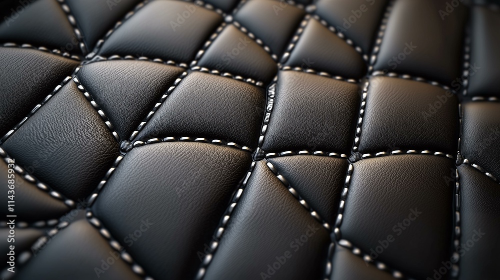 Fototapeta premium luxury car leather upholstery with diamond stitching and soft texture detail