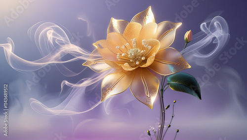 jasmine flower blooming in spectral background, created by generative ai