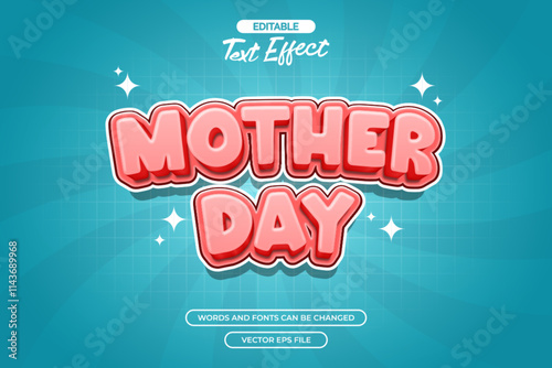 Mother day editable text effect with blue comic background 
