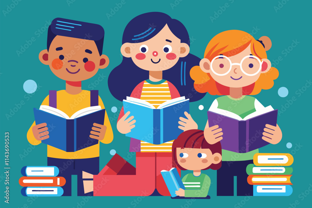 A group of small individuals is engaged in reading user manuals and guidebooks, focused and attentive Small individuals reading user manuals or guidebooks, depicted in a flat illustration. A group of small individuals is engaged in reading user manuals and guidebooks, focused and attentive Small individuals reading user manuals or guidebooks, depicted in a flat illustration.